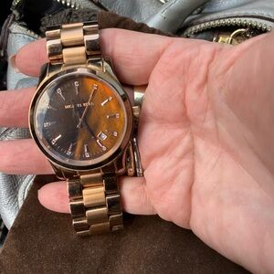 Michael Kors Ladies  Rose Goldtone Date Watch New Battery